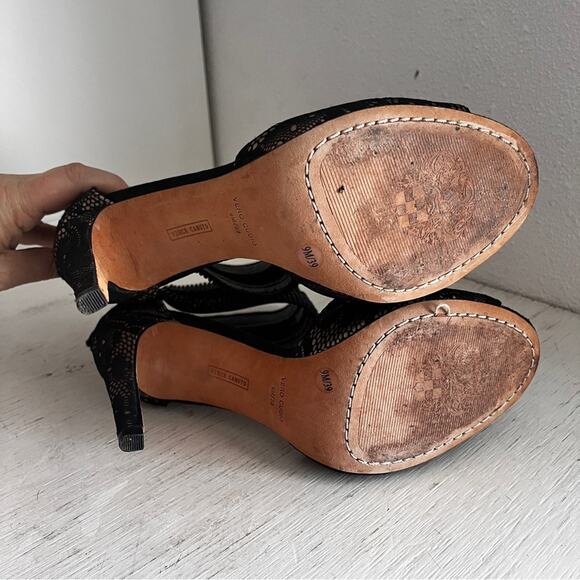 Vince Camuto Lissa Black Lace Heels with Beaded Strap size 9 - Picture 12 of 14